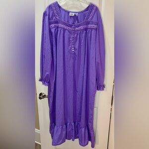 Only Necessities Purple 100% Cotton Victorian L/S Nightgown with Lace Size 3X